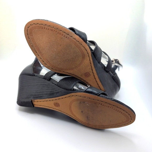 ELLIOTT LUCCA Lorena Black Wedge Sandals - Picture 4 of 5